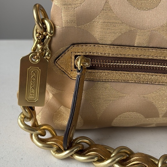Coach Amanda Foldover Clutch Bag Gold - Picture 5 of 7